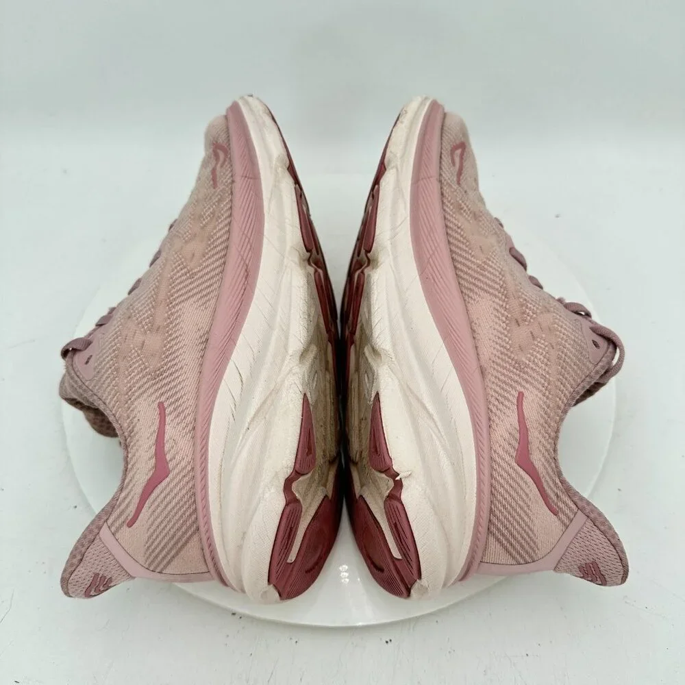 Hoka One One Clifton 9 Women Size 9B 1127896-PMPW Pink Mauve Pale Peach Shoes - Picture 6 of 12